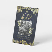 Classy bloeiende marine blauw en goud winter bruil reclamebord met voetstuk (Voorkant)