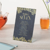 Classy bloeiende marine blauw en goud winter bruil reclamebord met voetstuk (Insitu)