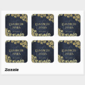 Classy bloeiende marine blauw en goud winter bruil vierkante sticker (Vel)