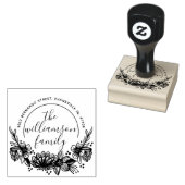 Classy Bloem Botanische Familienaam Retouradres Rubberstempel (Gestempeld)