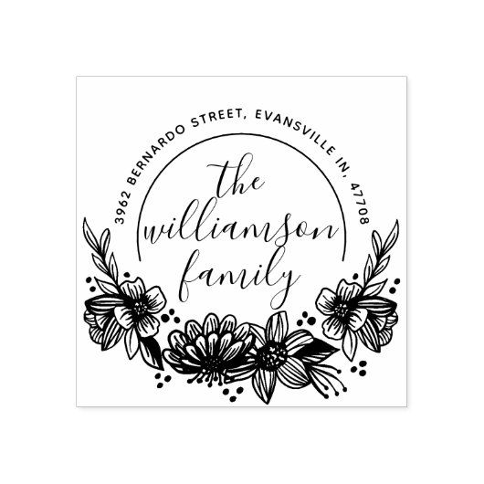 Classy Bloem Botanische Familienaam Retouradres Rubberstempel (Afrduk)