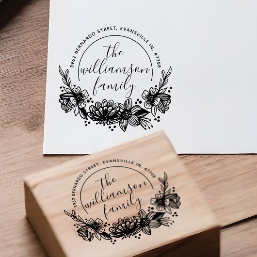 Classy Bloem Botanische Familienaam Retouradres Rubberstempel