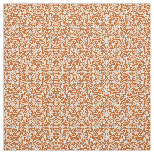 Classy Bloemen Damast Verbrand Sinaasappel Patroon Stof (Swatch)