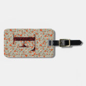 Classy Bloemen Monogrammed Letter F groen rood Bagagelabel (Voorkant horizontaal)