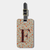 Classy Bloemen Monogrammed Letter F groen rood Bagagelabel (Voorkant verticaal)