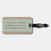 Classy Bloemen Monogrammed Letter F groen rood Bagagelabel (Achterkant horizontaal)
