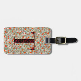 Classy Bloemen Monogrammed Letter T groen rood Bagagelabel