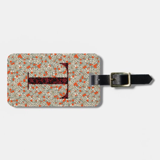 Classy Bloemen Monogrammed Letter T groen rood Bagagelabel (Voorkant horizontaal)