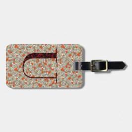 Classy Bloemen Monogrammed Letter U groen rood Bagagelabel