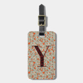 Classy Bloemen Monogrammed Letter Y groen rood Bagagelabel (Voorkant verticaal)