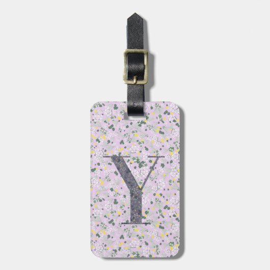 Classy Bloemen Monogrammed Letter Y licht paarse Bagagelabel (Voorkant verticaal)