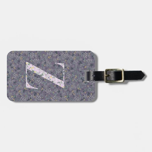 Classy Bloemen Monogrammed Letter Z donker paarse Bagagelabel (Voorkant horizontaal)