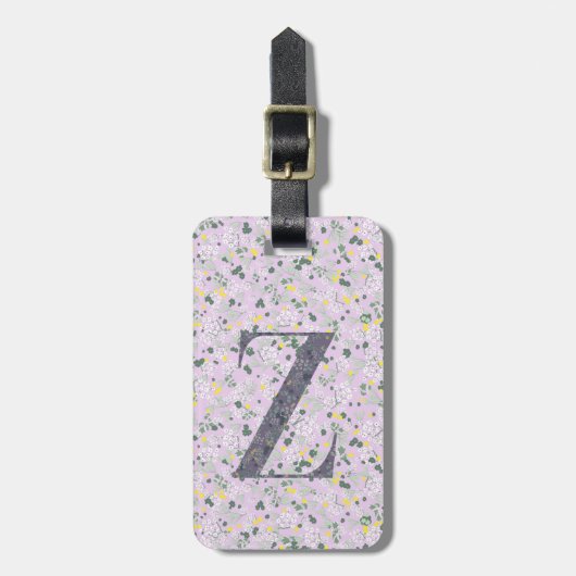 Classy Bloemen Monogrammed Letter Z licht paarse Bagagelabel (Voorkant verticaal)
