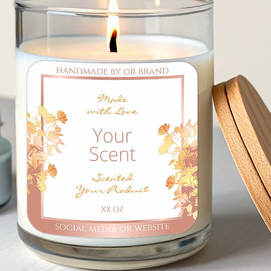 Classy Bloemen Product Labels Wit en Roos Goud