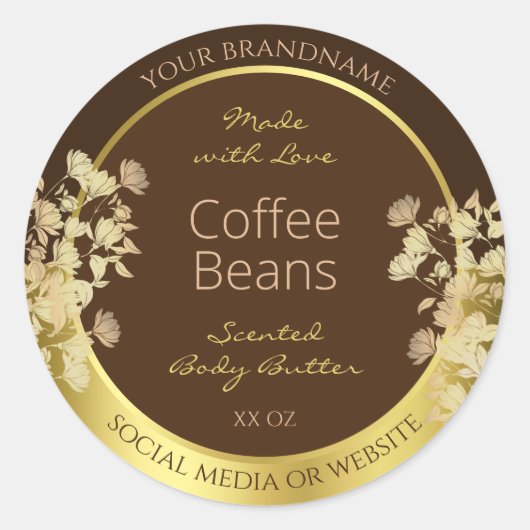 Classy Bloemen Product Verpakking Etiketten Bruin  (Voorkant)