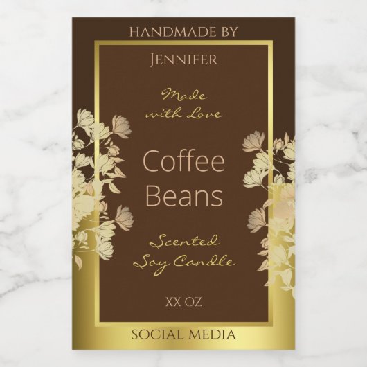 Classy Bloemen Product Verpakking Etiketten Bruin  (Enkel label)