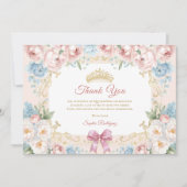 Classy Bloemen Roze Quinceanera Foto Dank u Kaart (Voorkant)