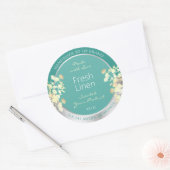 Classy Bloemen Verpakkingsetiketten Blauwgroen Zil Ronde Sticker (Envelop)