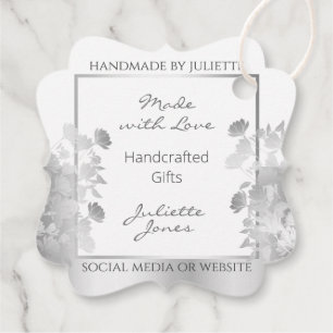 Classy Bloemen Wit en Zilver Product Verpakking Bedankjes Labels