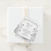 Classy Bloemen Wit en Zilver Product Verpakking Bedankjes Labels (In situ)