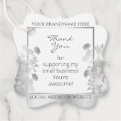 Classy Bloemen Wit en Zilver Product Verpakking Bedankjes Labels (Voorkant)