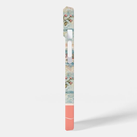 Classy Bloempatroon Perzik Aangepaste naam Case-Mate iPhone Case (Achterkant / Links)