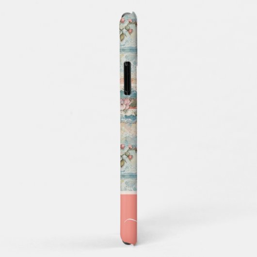 Classy Bloempatroon Perzik Aangepaste naam Case-Mate iPhone Case (Achterkant/rechts)