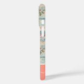 Classy  Bloempatroon Perzik Aangepaste naam Case-Mate iPhone Case (Achterkant / Links)