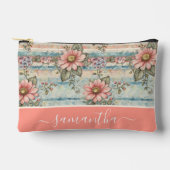 Classy Bloempatroon Perzik Aangepaste naam Etui (Voorkant)