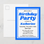 Classy Blue Adult Birthday Party Uitnodiging Briefkaart (Voorkant / Achterkant)