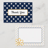 Classy Blue and Gold with White Daisy Overlay Notitiekaartje (Voorkant / Achterkant)