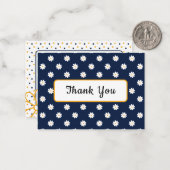 Classy Blue and Gold with White Daisy Overlay Notitiekaartje (Voorkant / Achterkant in situ)