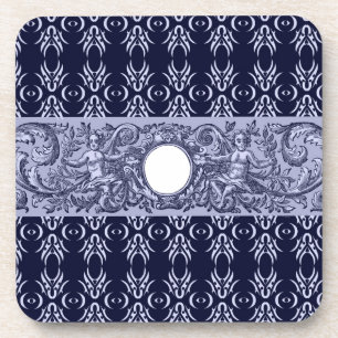 Classy Blue Baroque Pattern van LeahG - cherubs Bier Onderzetter