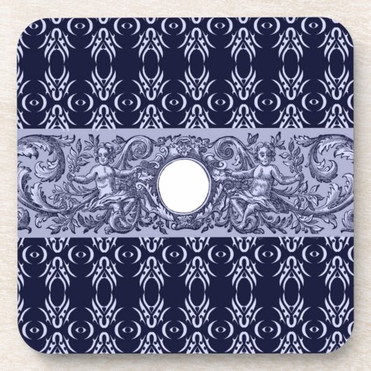 Classy Blue Baroque Pattern van LeahG - cherubs Bier Onderzetter (Voorkant)