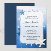 Classy Blue Beach & Starfish Vrijgezellenfeest Inv Kaart (Voorkant / Achterkant)