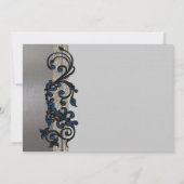Classy Blue Black Silver Fancy huwelijksuitnodigin Kaart (Achterkant)