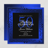 Classy Blue Decorative Framed 50th Birthday Kaart (Voorkant / Achterkant)