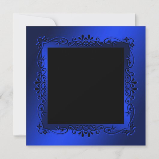 Classy Blue Decorative Framed 50th Birthday Kaart (Achterkant)