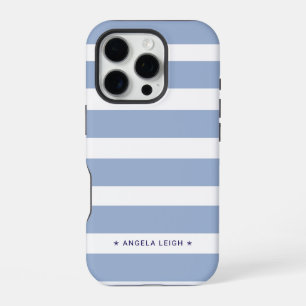 Classy Blue Denim Chambray Cabana Stripes iPhone 16 Pro Hoesje