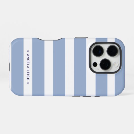 Classy Blue Denim Chambray Cabana Stripes iPhone Hoesje (Achterkant horizontaal)