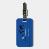 Classy Blue Elegant-en-Modern Monogram Reizen Bagagelabel (Voorkant verticaal)
