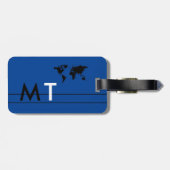 Classy Blue Elegant-en-Modern Monogram Reizen Bagagelabel (Achterkant horizontaal)