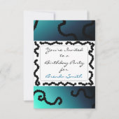 Classy Blue en Black Beaded Birthday Invitation Kaart (Voorkant)