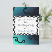 Classy Blue en Black Beaded Birthday Invitation Kaart (Staand voorkant)