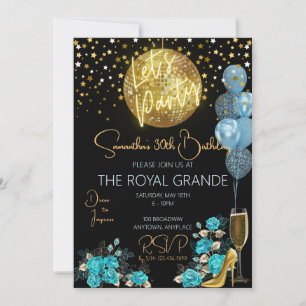 Classy Blue en Gold Fancy verjaardagsuitnodiging Kaart