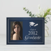 Classy Blue en Silver 2012 Afstuderen Foto Uitnodi Kaart (Staand voorkant)
