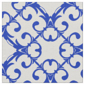 Classy Blue en White Azulejo Tiles Damask Pattern Stof (Close Up)