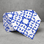 Classy Blue en White Azulejo Tiles Damask Pattern Stropdas