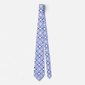 Classy Blue en White Azulejo Tiles Damask Pattern Stropdas (Voorkant)