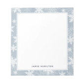 Classy Blue en White Snowflake Winter Holiday Notitieblok (Voorkant)